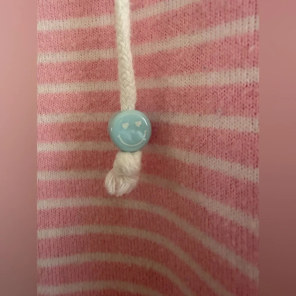 PJ SALVAGE HAPPY DAYS Pink and white Striped Hoodie and short, pajama set! - Picture 3 of 3